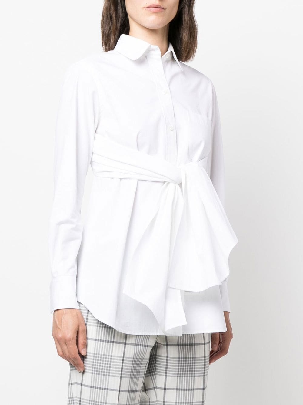 cross-strap belted waist shirt - 3