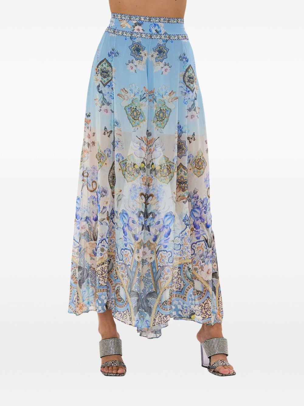 wide-leg sheer trousers - 5