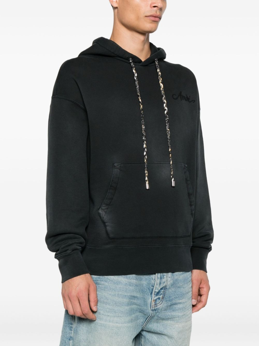 embroidered drawstring hoodie - 4