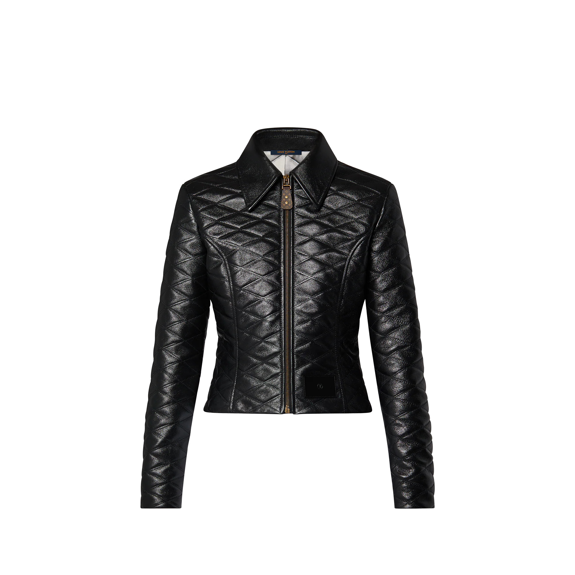Cropped Malletage Leather Jacket - 1
