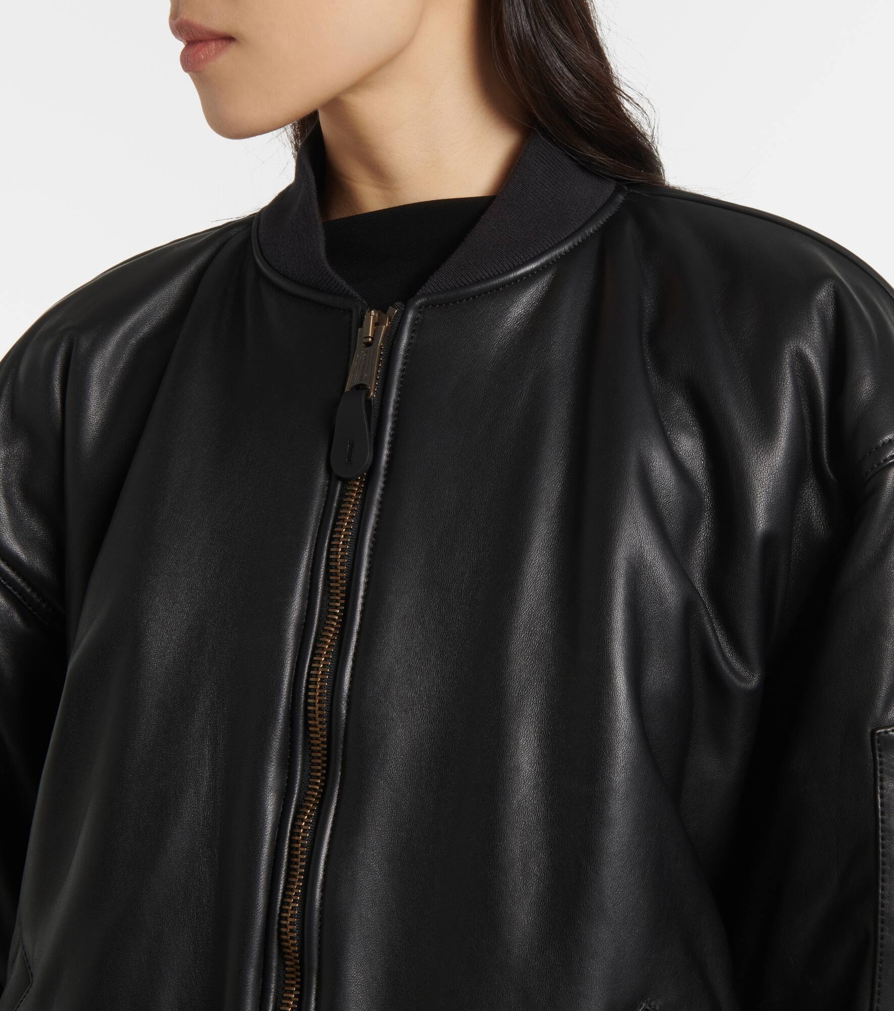 Leather bomber jacket - 4