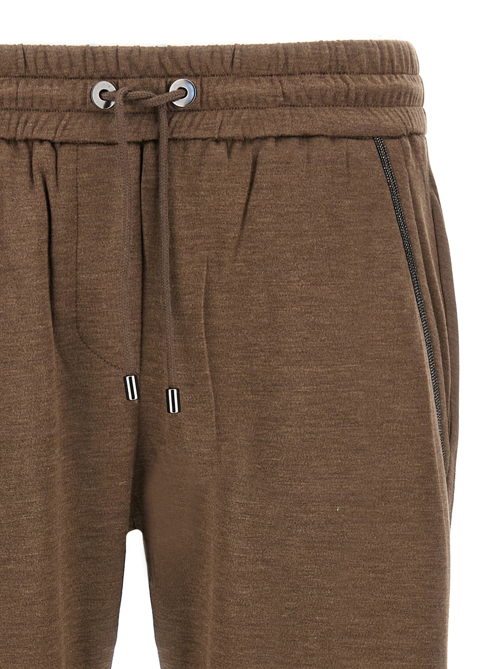 Shiny Pocket Detail Pants Brown - 3