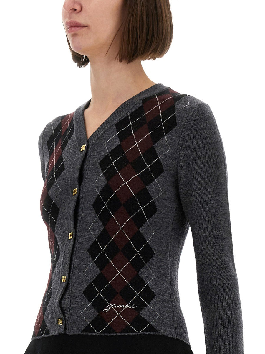 Jacquard Wool Cardigan - 4