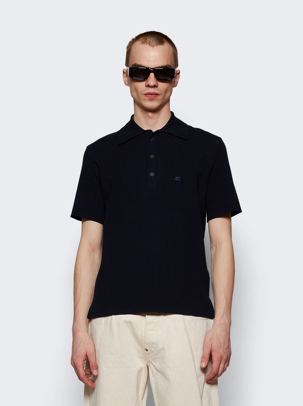 Rib Knit Polo Blue - 3
