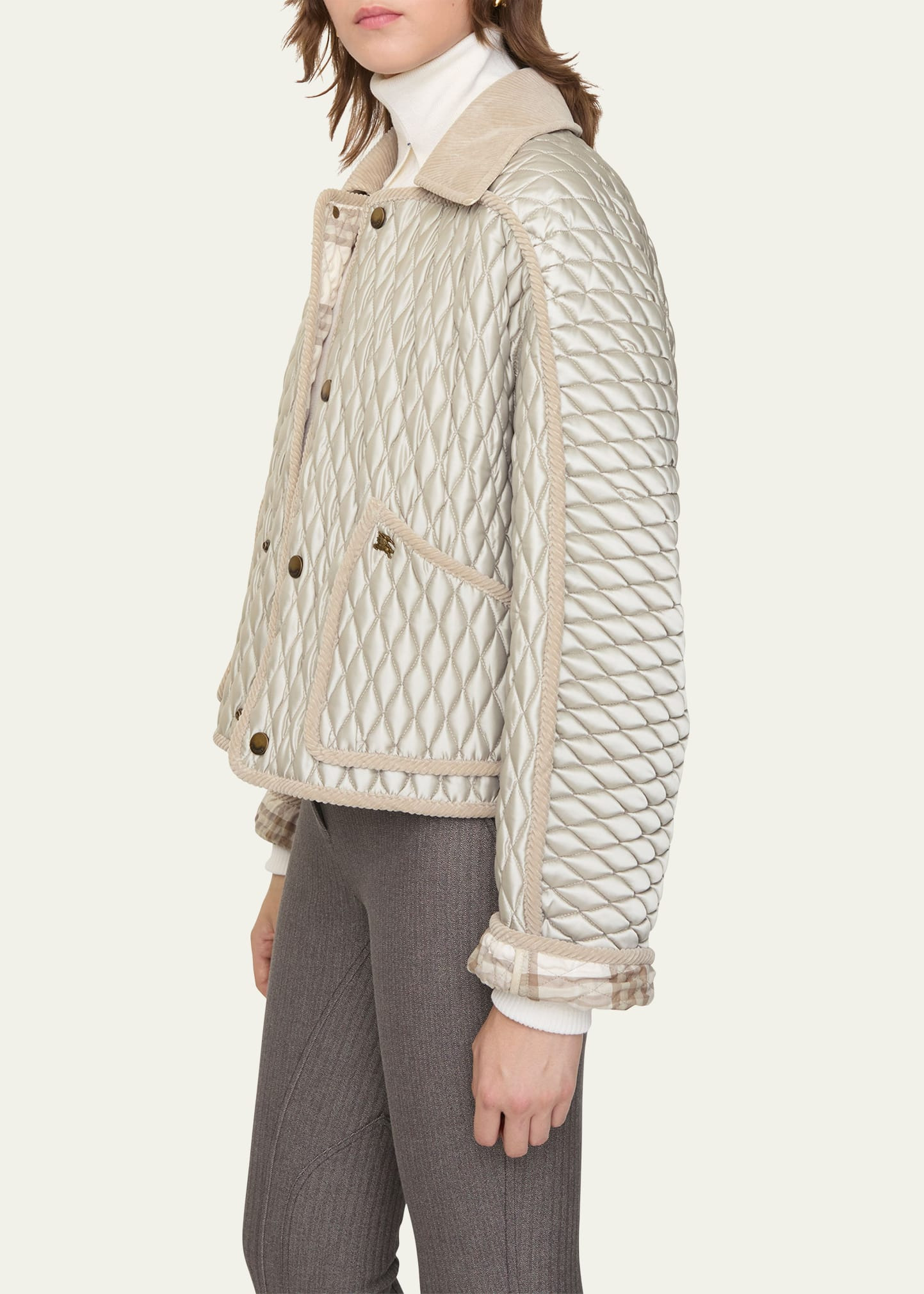 Floriston Corduroy-Trim Quilted Barn Jacket - 4