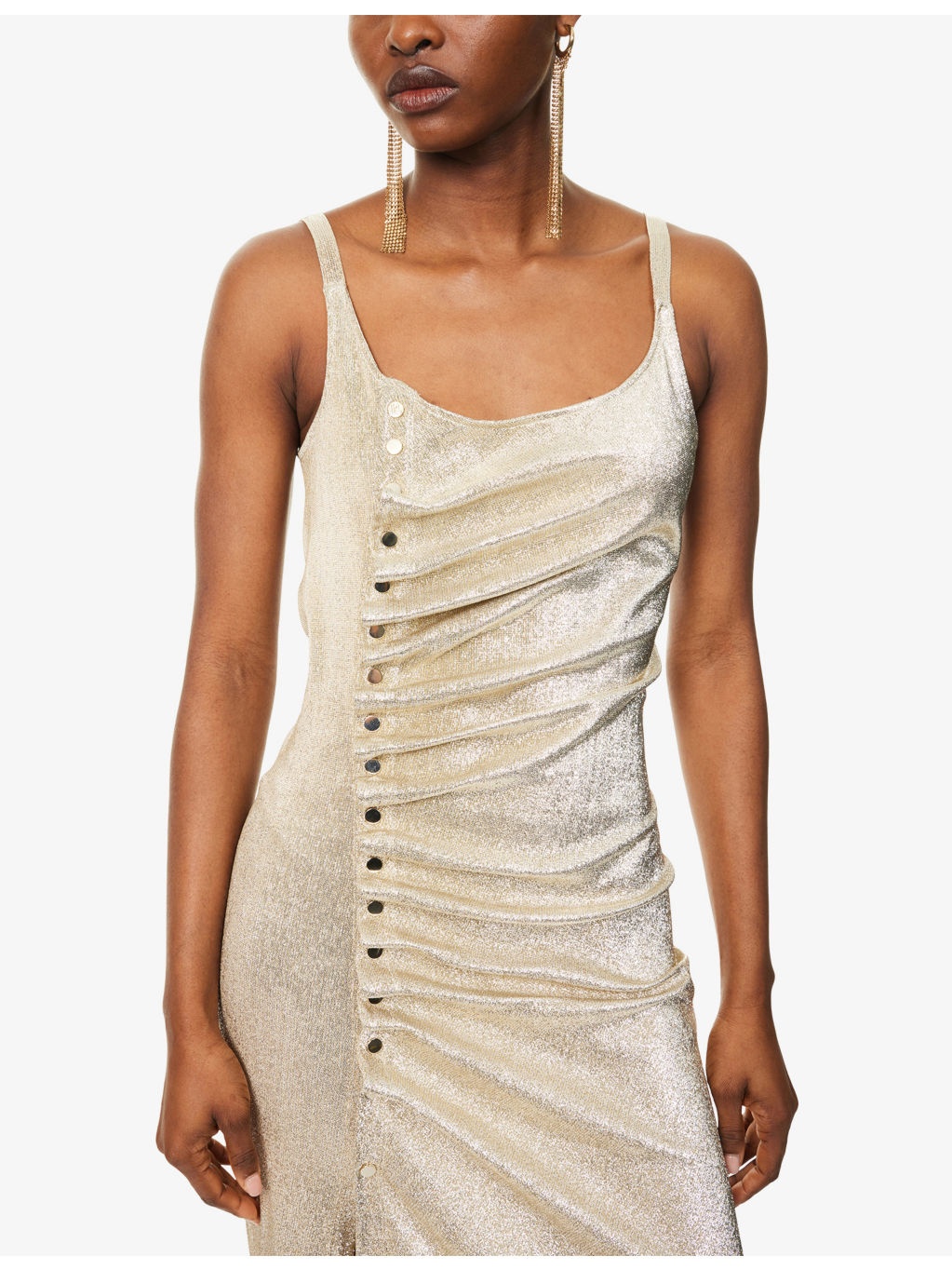 Scoop-neck ruched stretch-woven maxi dress - 5