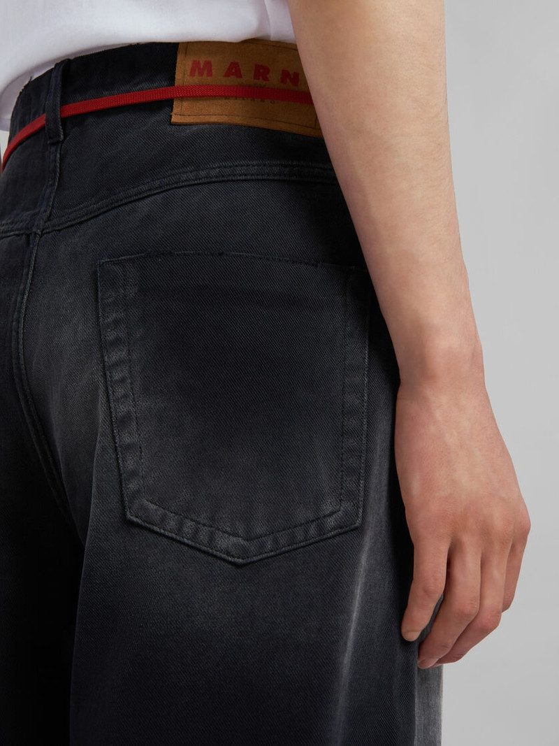 BLACK BLEACHED BULL DENIM FLARED TROUSERS 4