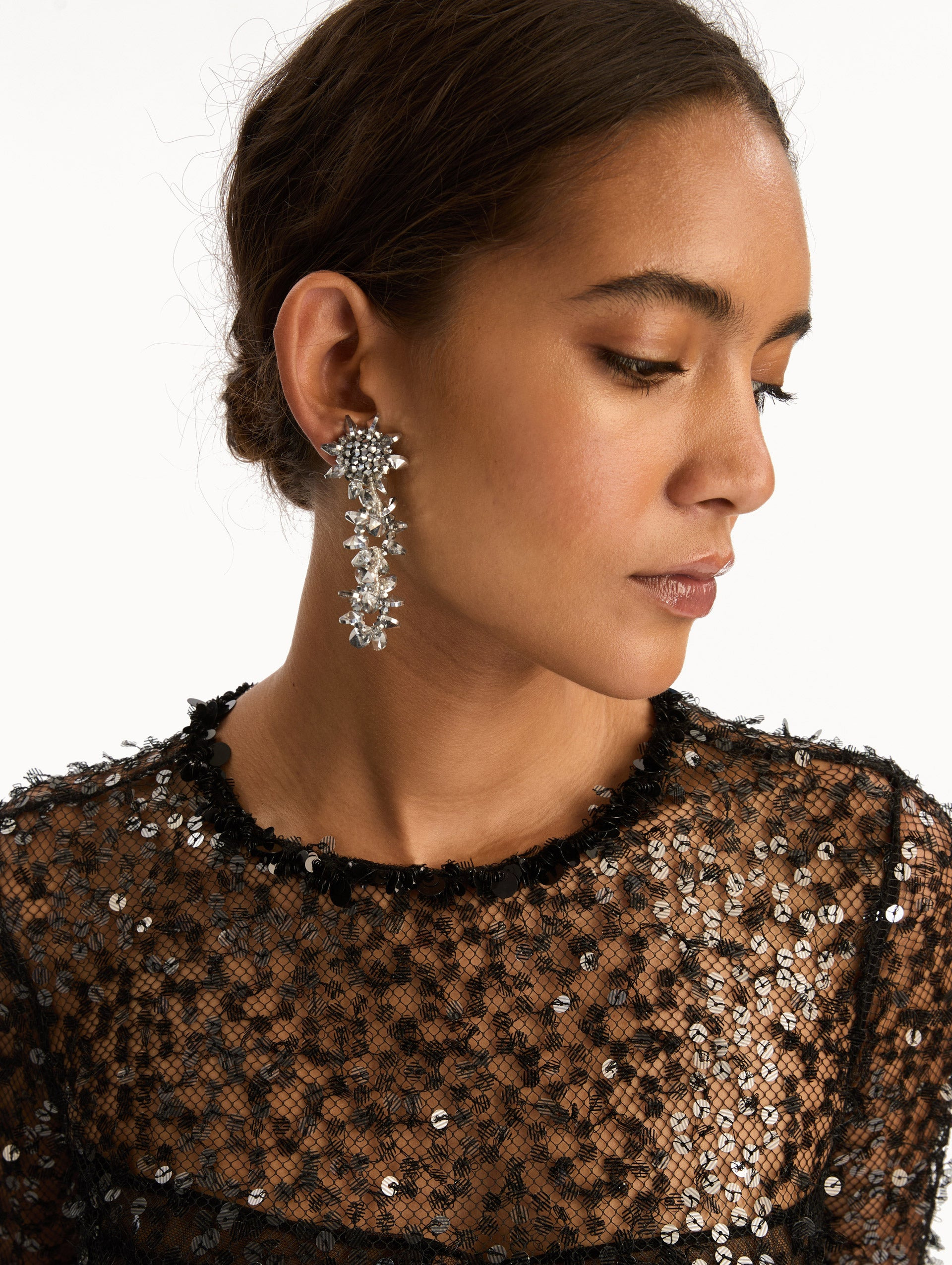 BEADED POMPOM DROP EARRINGS - 2