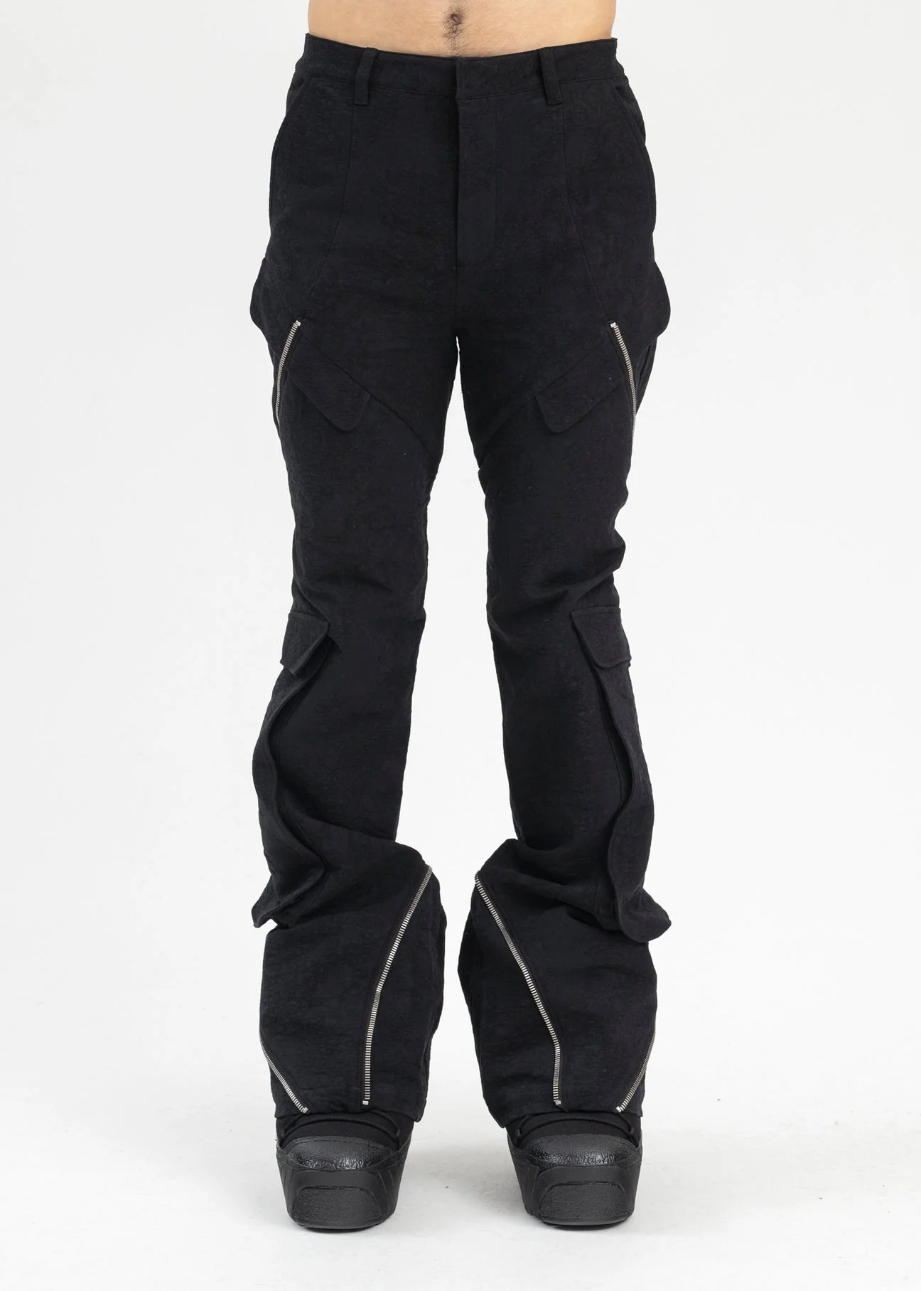 BLACK PUNCTURED CARGO TROUSER - 1