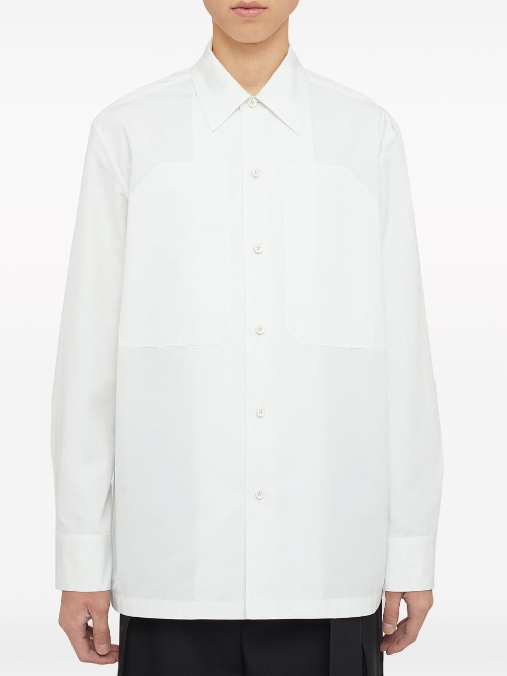 patch pockets cotton shirt - 5