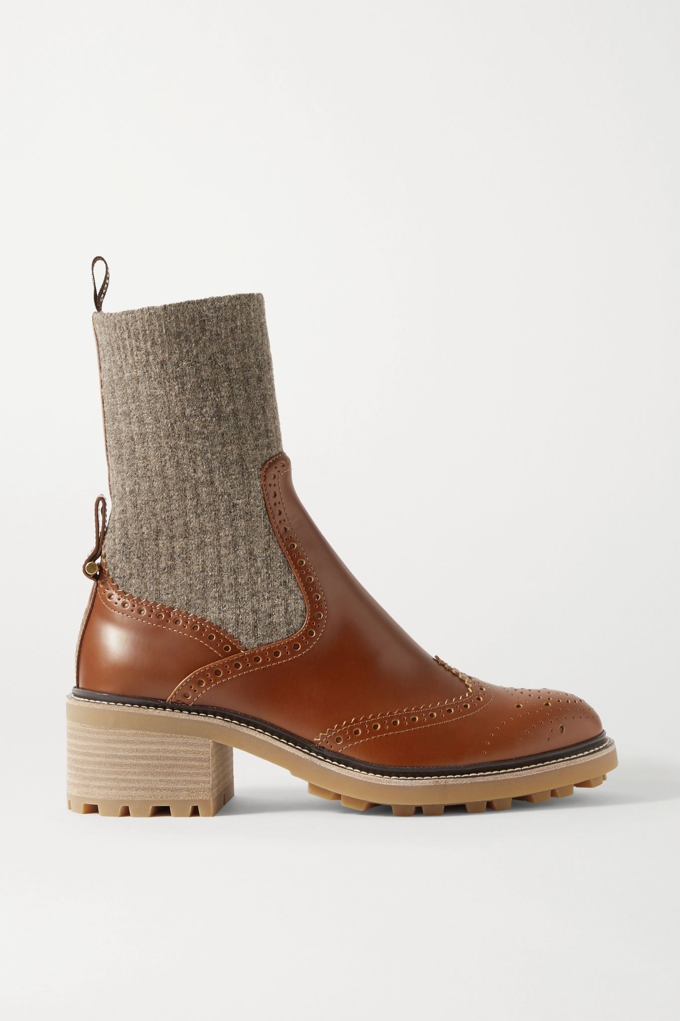 Franne ribbed wool and leather ankle boots - 1