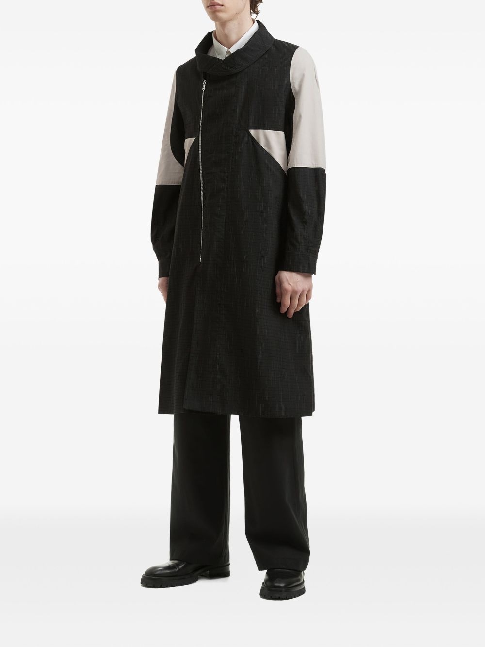 panelled zip-front coat - 3