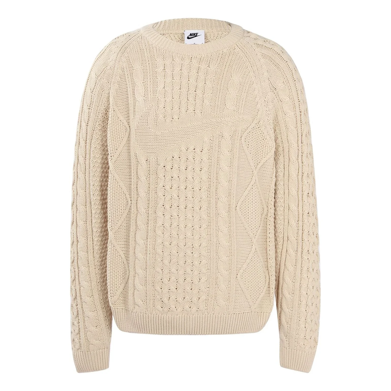 Nike Solid Color Round Neck Knit Long Sleeves Wool Sweater Men's Yellow DQ5177-206 - 1