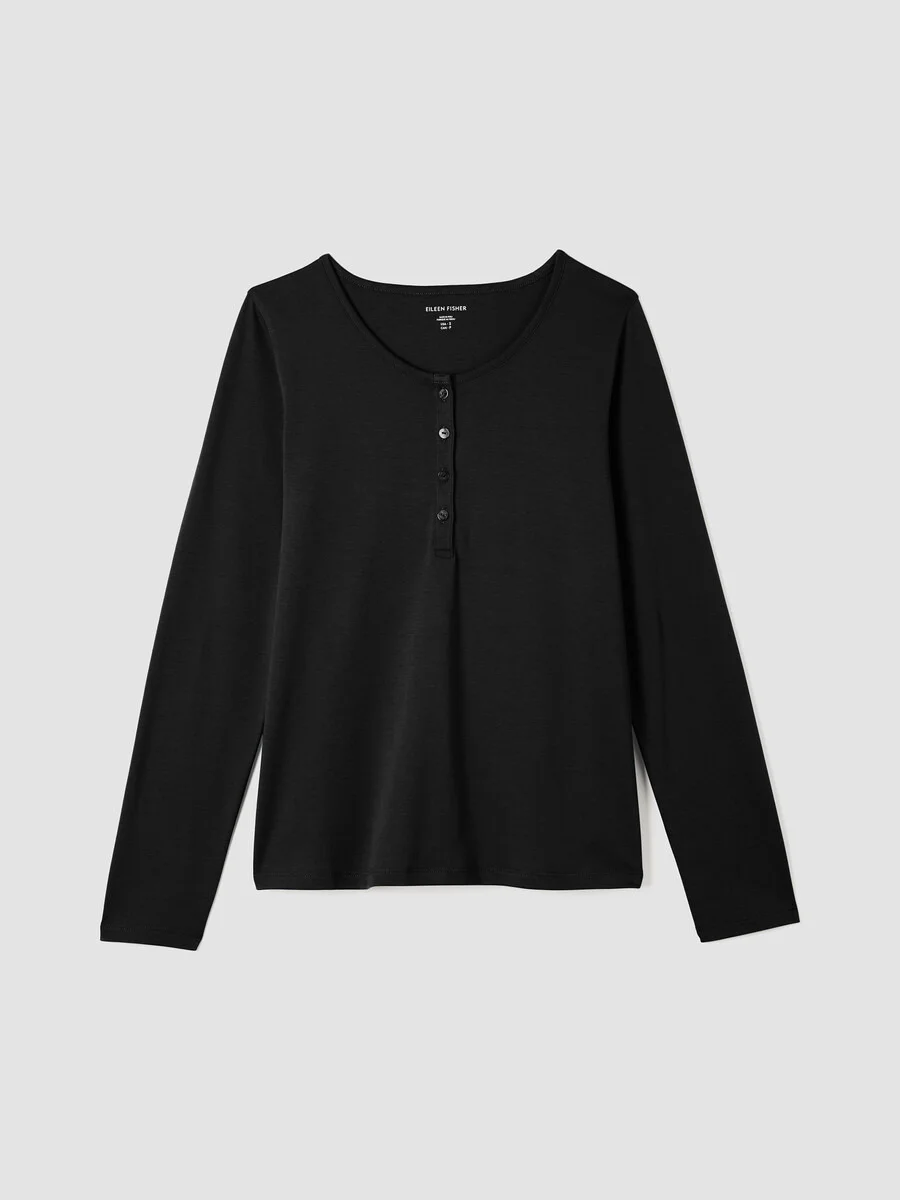 Organic Cotton Interlock Henley Sleep Top - 1