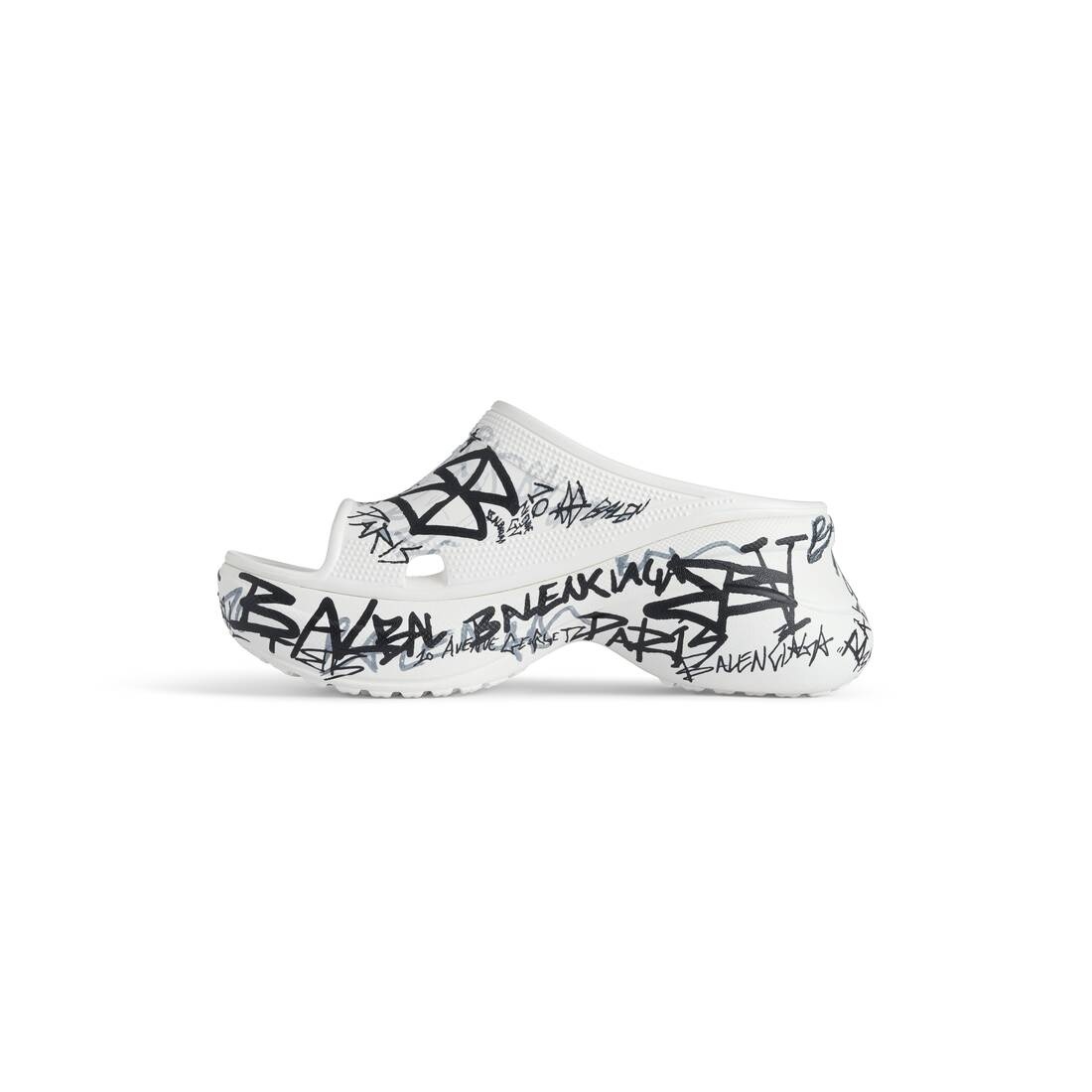 Women's Pool Crocs™ Graffiti Slide Sandal  in White/black - 4