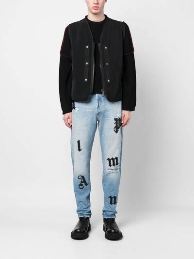 Palm Angels logo-patches straight-leg jeans outlook