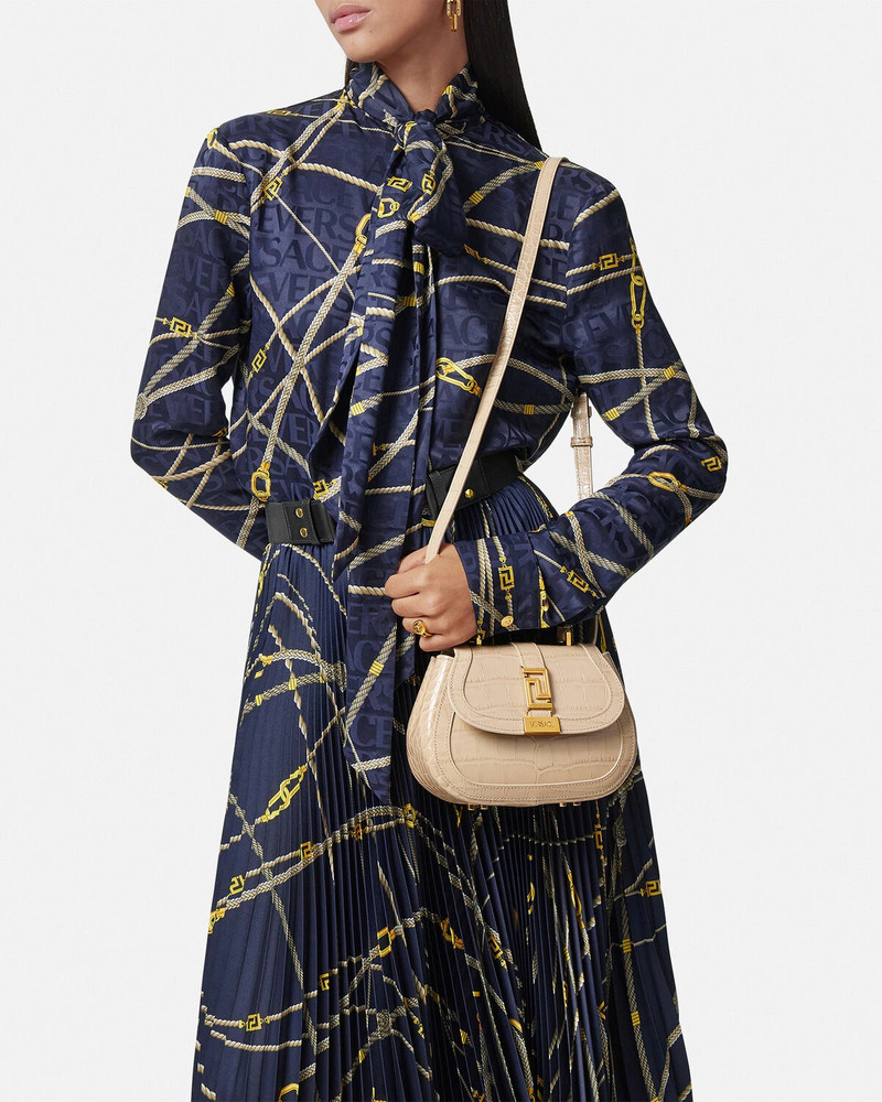 Croc-Effect Greca Goddess Mini Bag 3