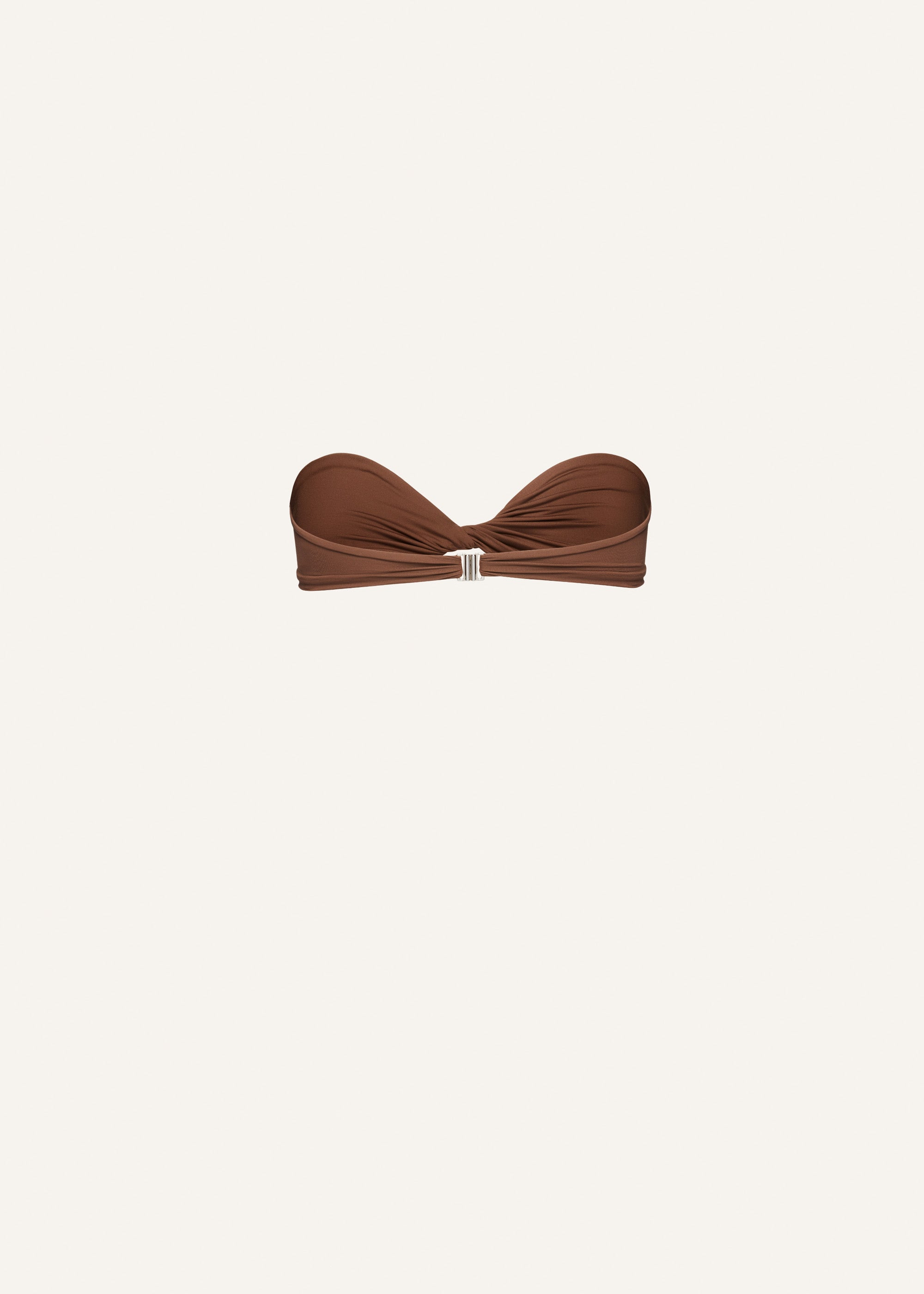 Twisted bandeau swim top in brown - 2