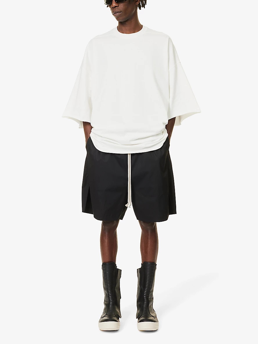 Drawstring-waistband mid-rise stretch-cotton shorts - 2