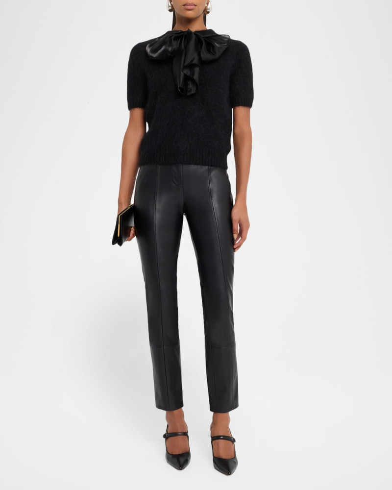 MILLY Rue Cropped Faux Leather Skinny Pants outlook
