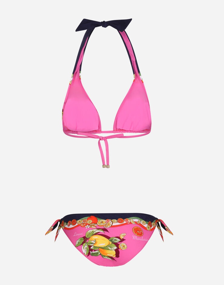Citrus-print padded triangle bikini - 3