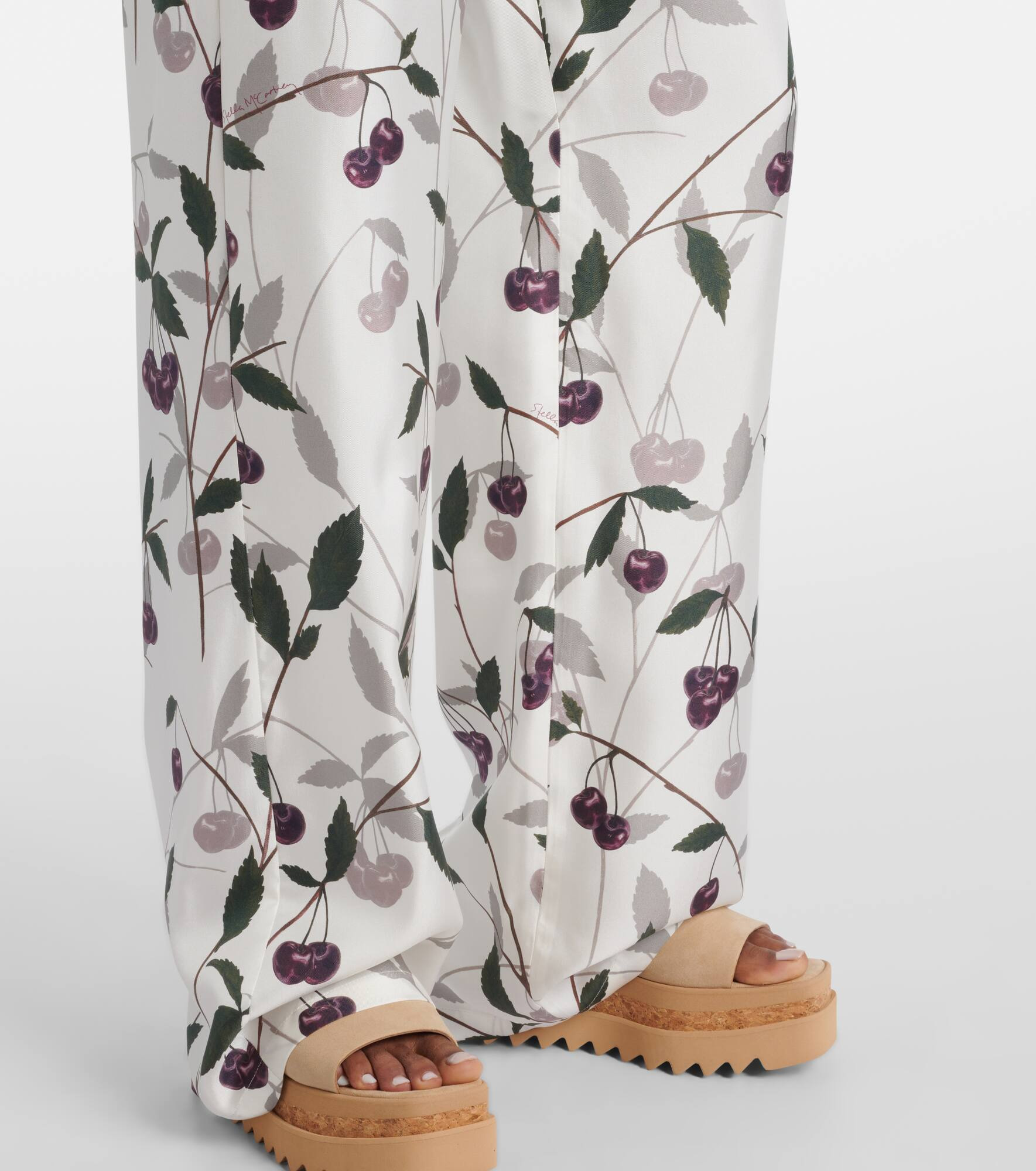 Printed silk twill wide-leg pants - 6