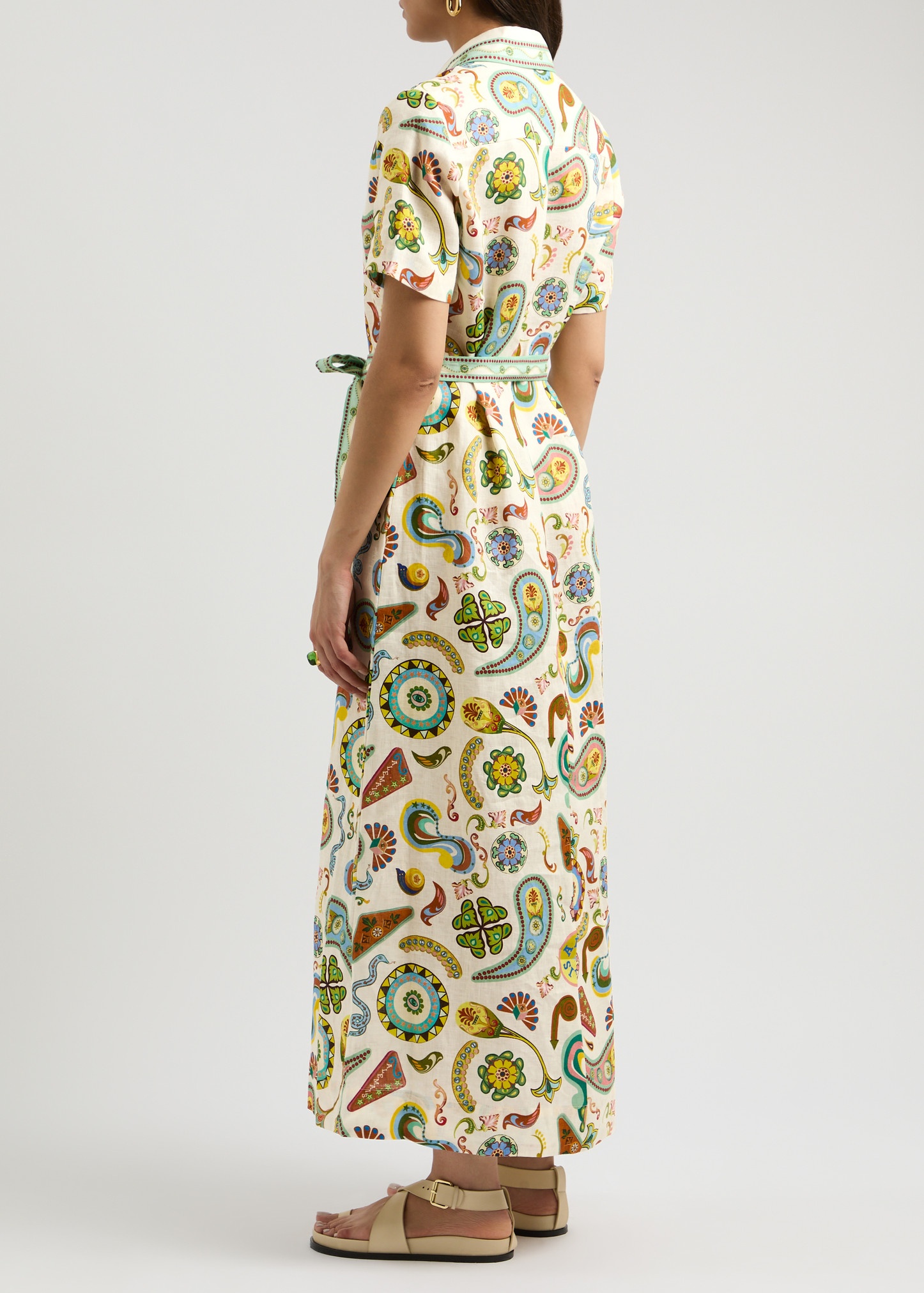 Arcade printed linen maxi shirt dress - 3