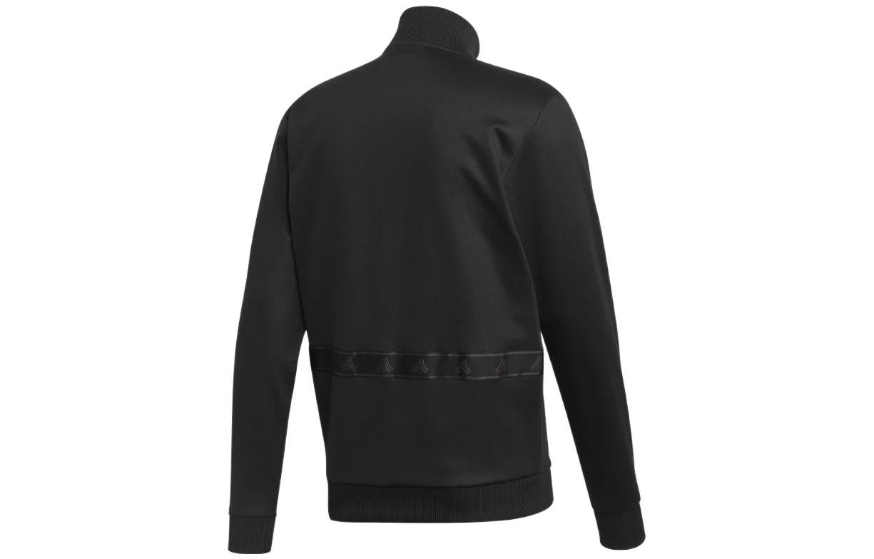 Men's adidas Solid Color Zipper Stand Collar Jacket Black DY5826 - 2