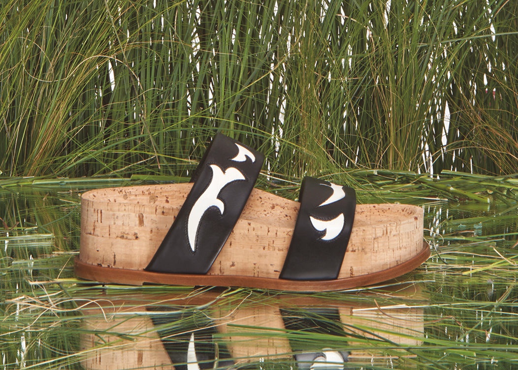 Flame Striker Sandal in Black Leather - 5