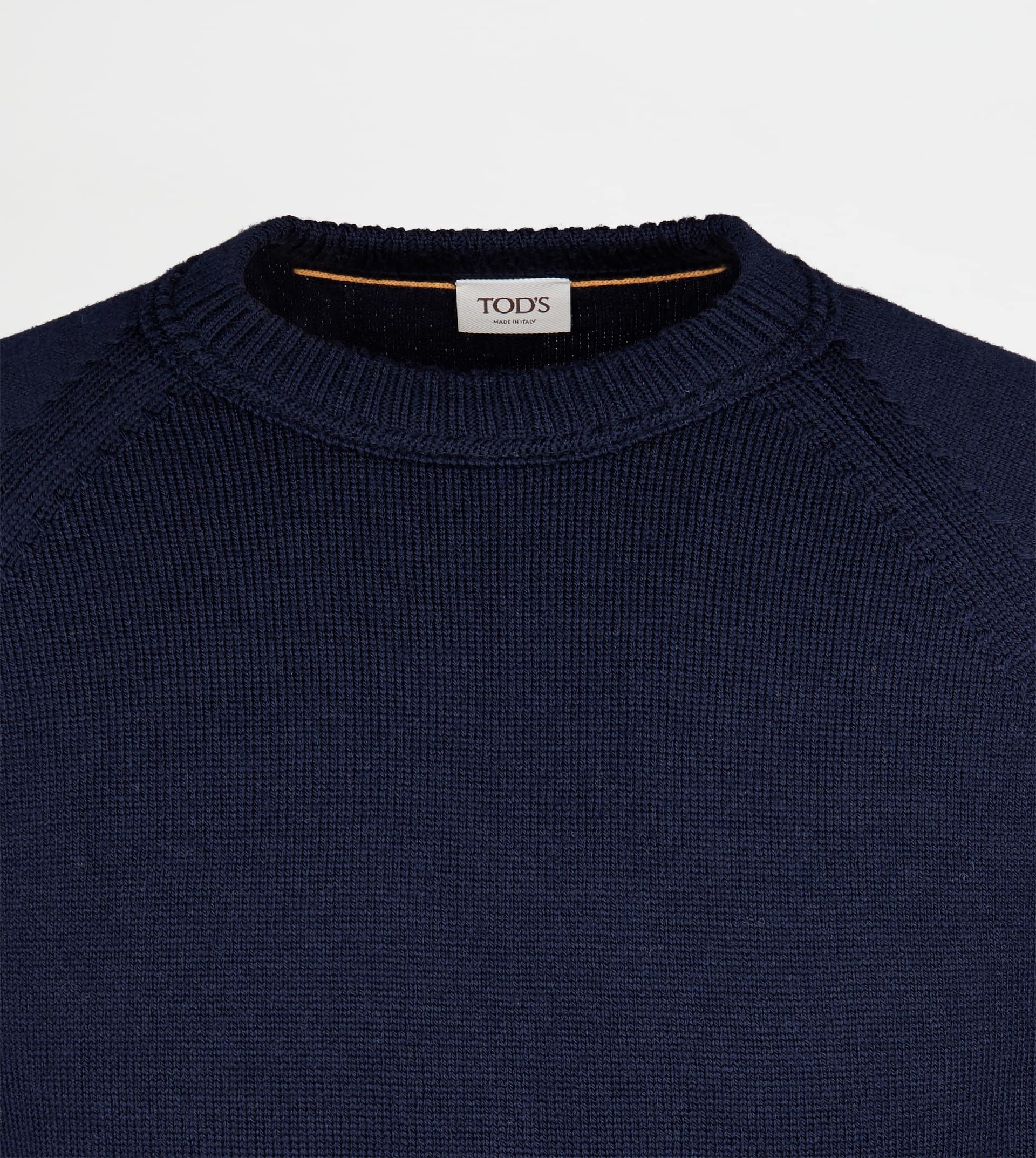 ROUND-NECK PULLOVER IN MERINO WOOL - BLUE - 7