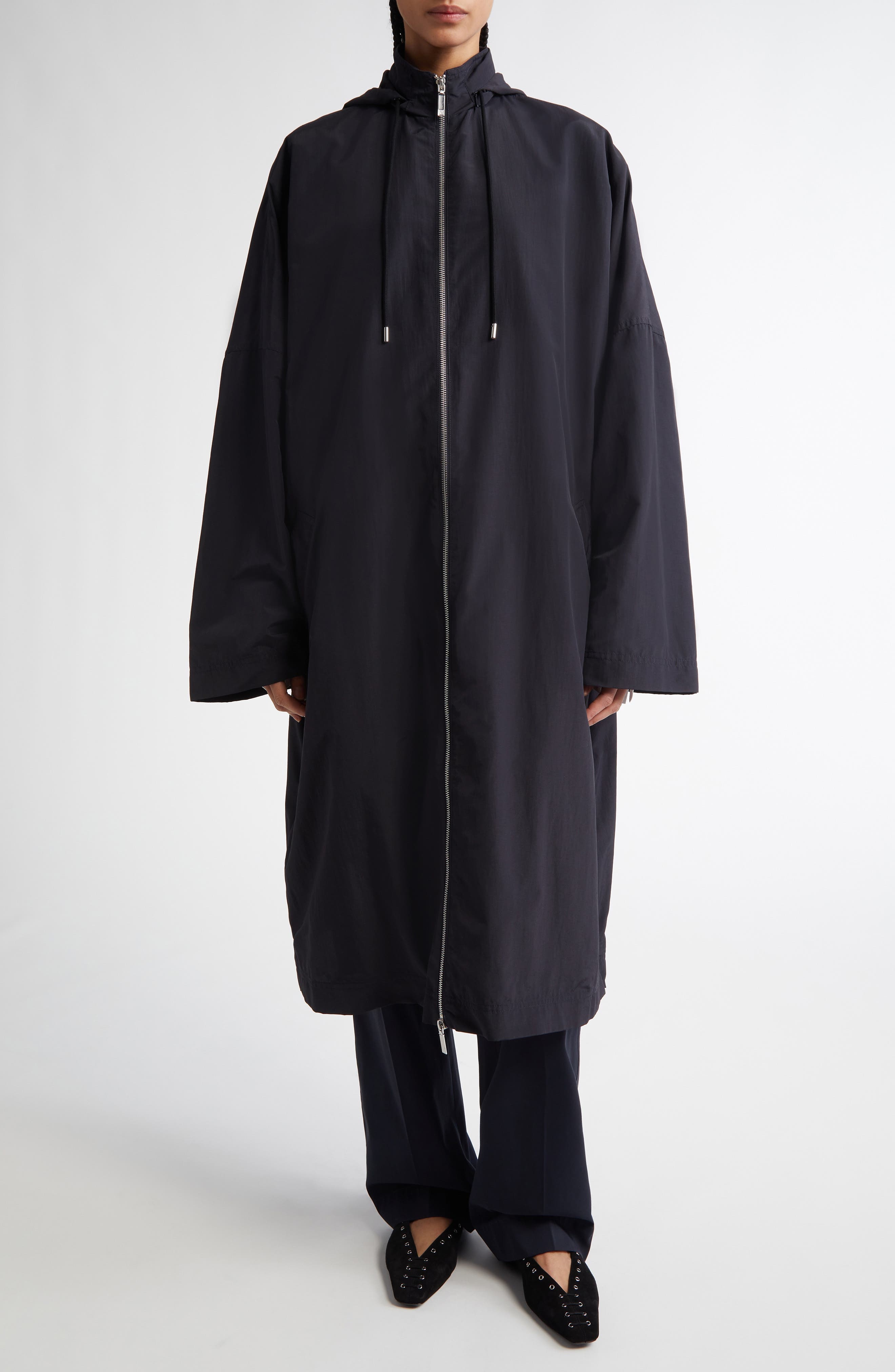TOTEME Recycled Nylon A-Line Windbreaker Coat in Nightfall at Nordstrom - 1