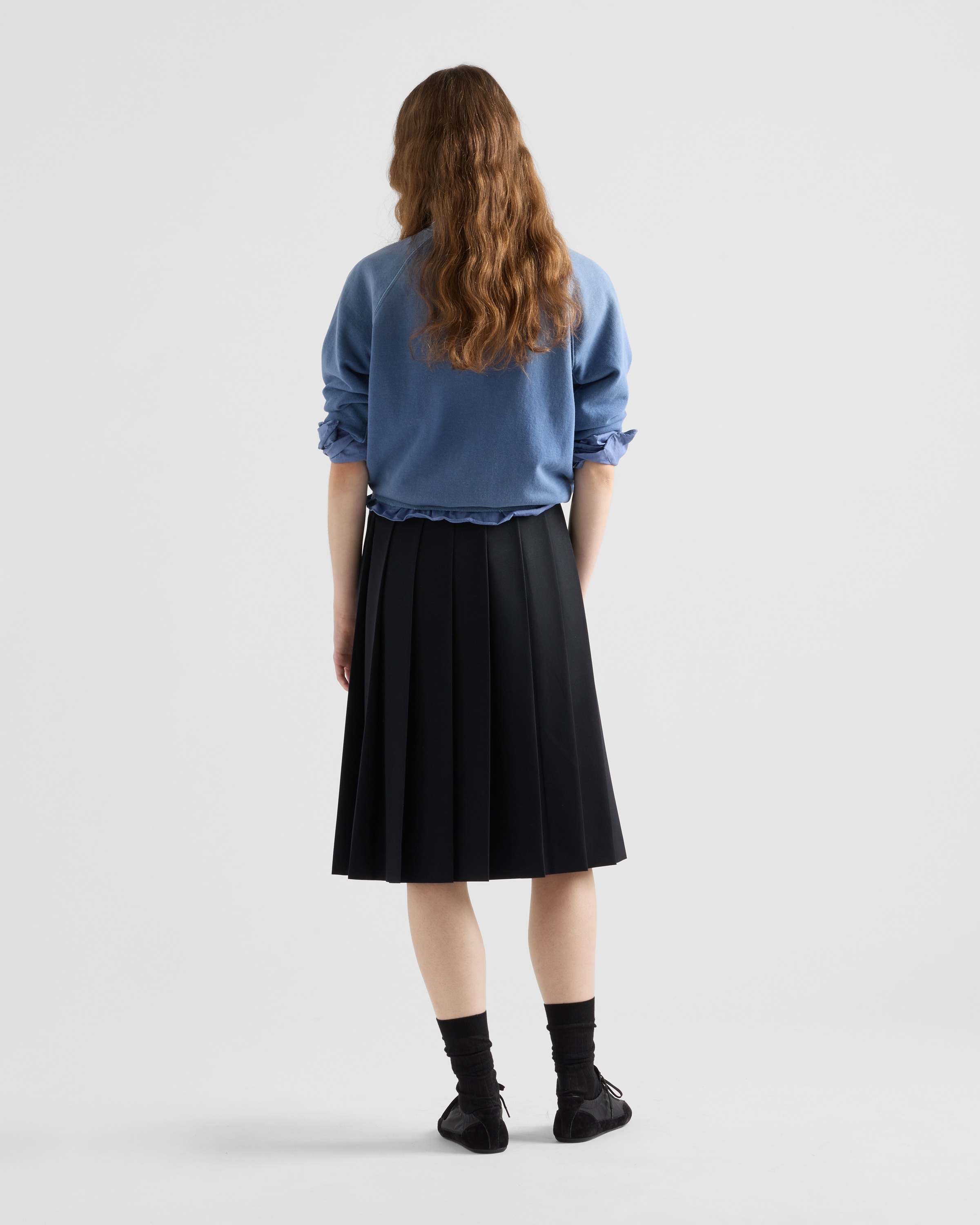 Pleated gabardine midi-skirt - 5