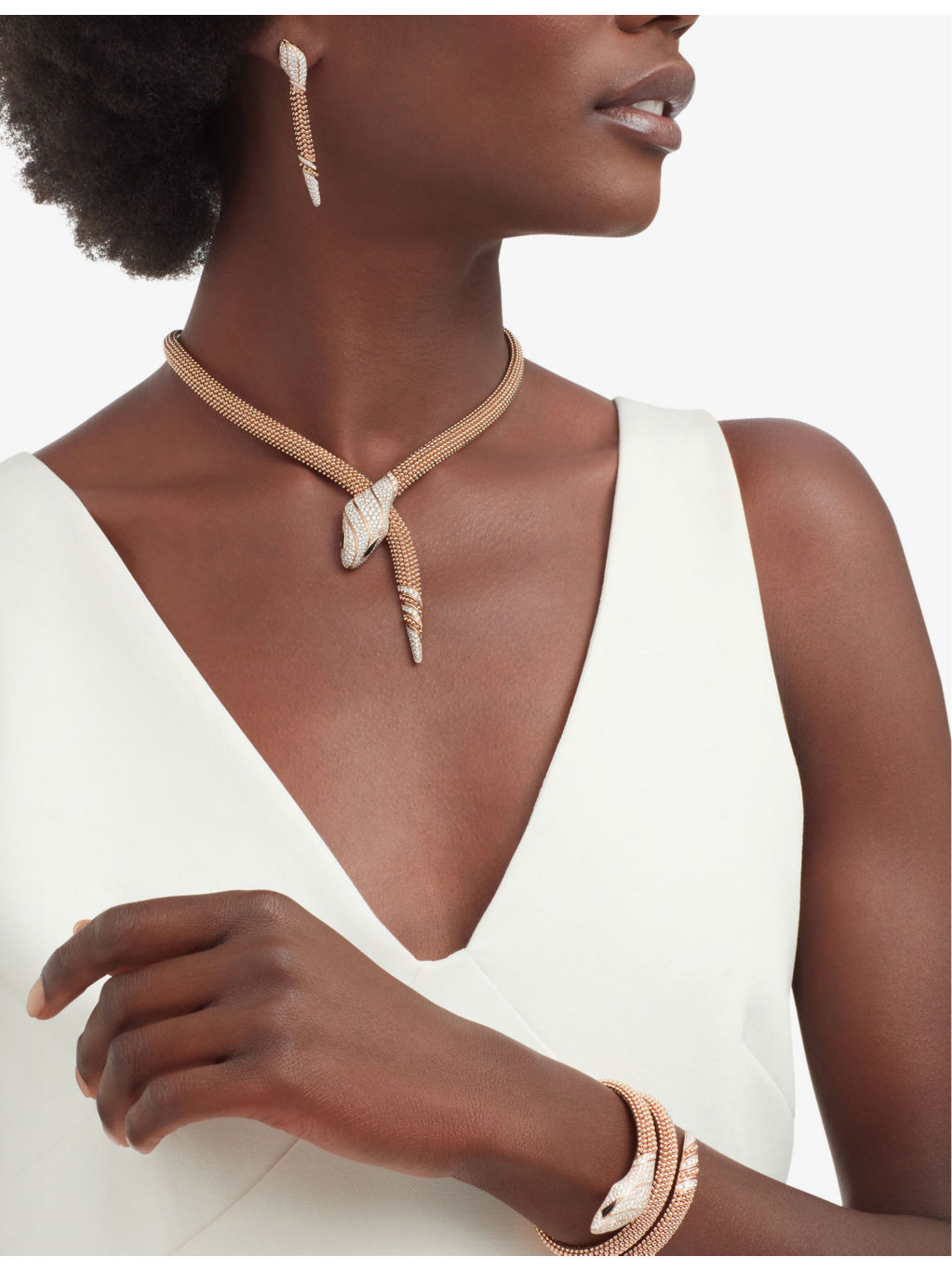 Serpenti 18ct rose-gold and 3.13ct brilliant-cut diamond necklace - 4