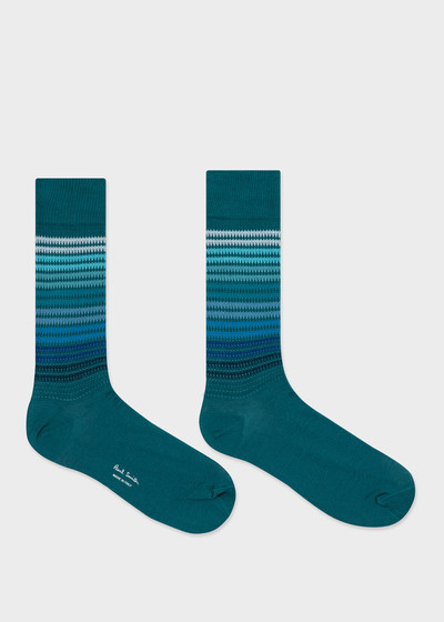 Paul Smith Teal Embroidered Stripe Socks outlook