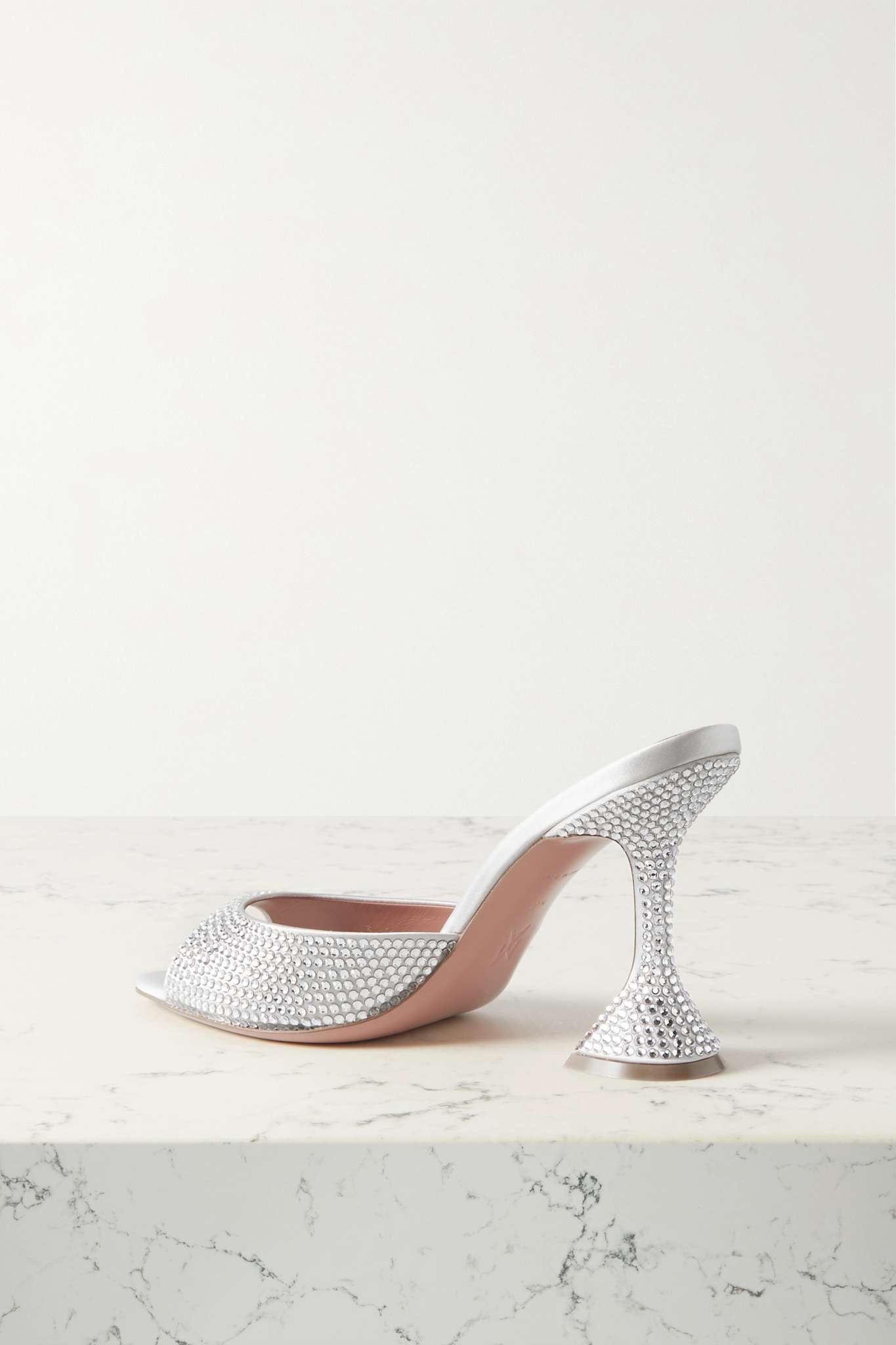 Caroline crystal-embellished satin mules - 3