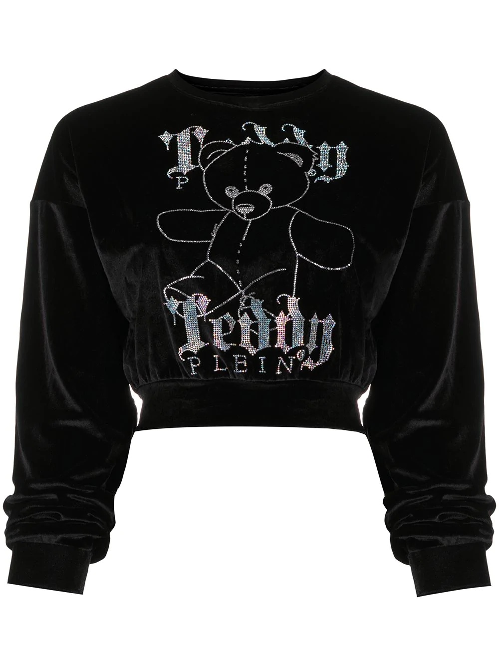 monogram teddy bear cropped sweatshirt - 1