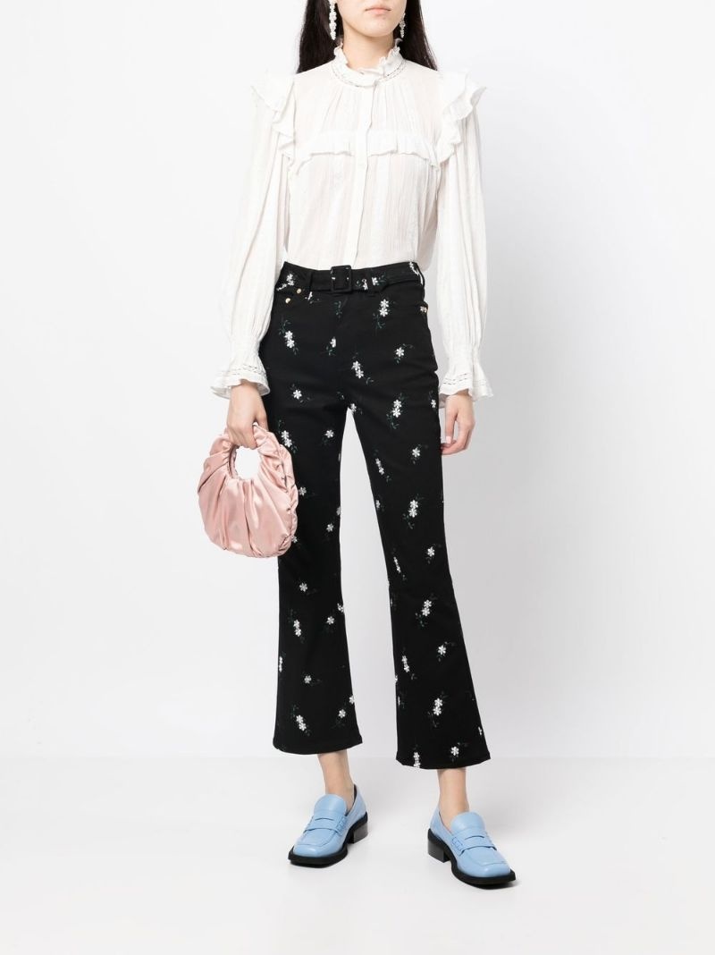 cropped floral-print trousers - 2