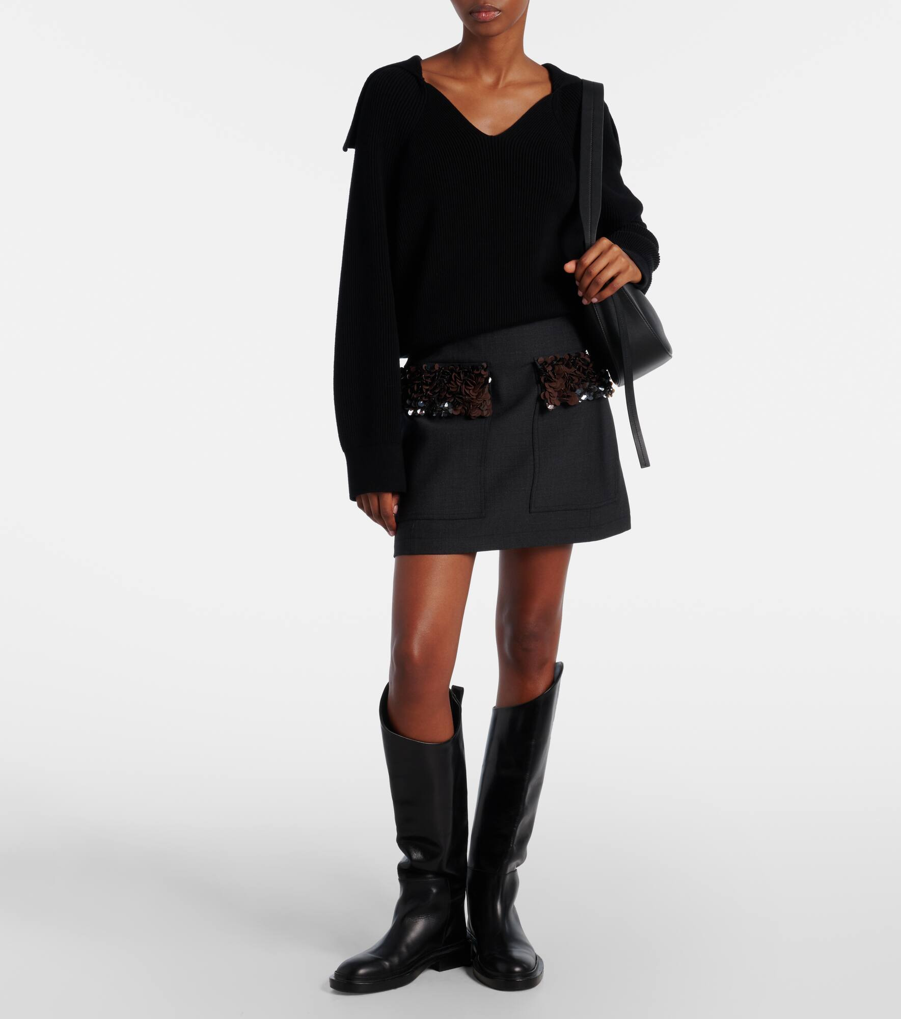 Sequined wool-blend miniskirt - 2