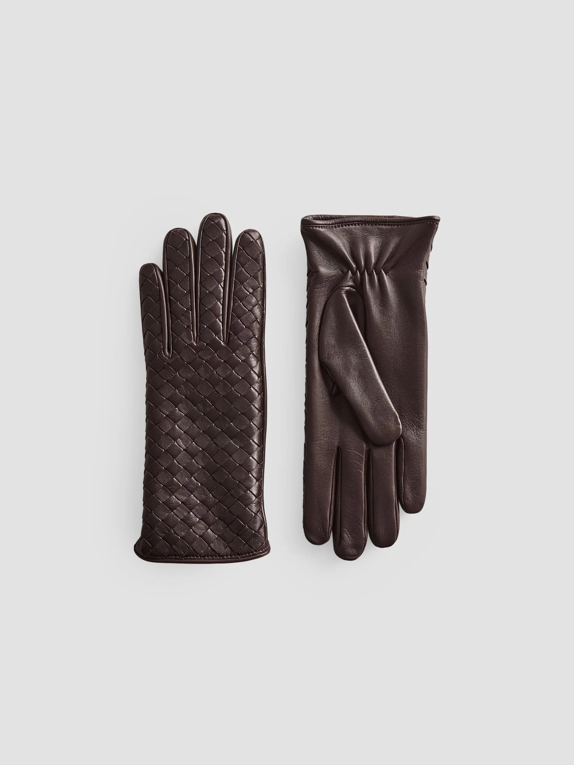 Women's Intrecciato Soft Nappa Leather Gloves - Wine - 1