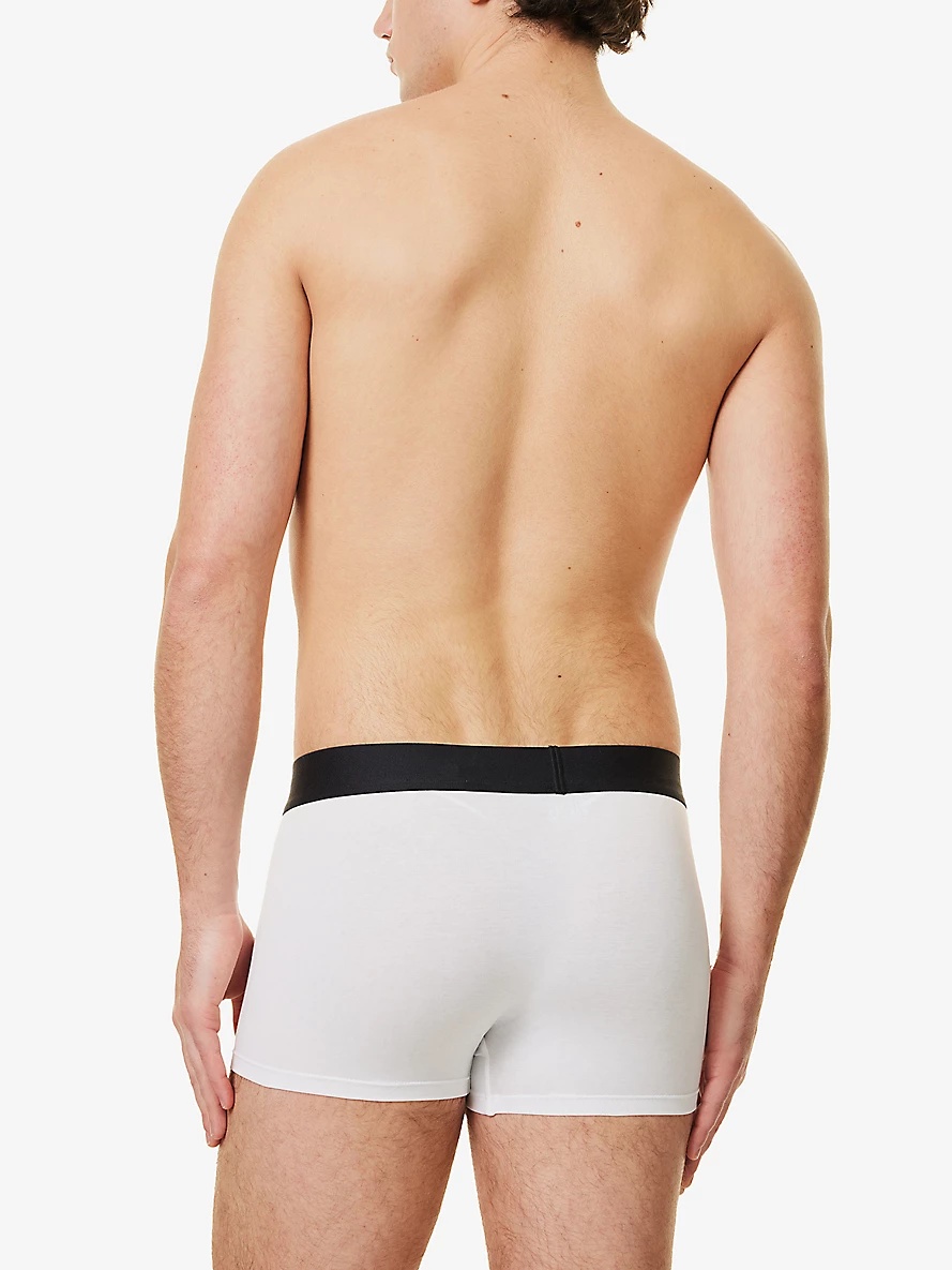 Branded-Waistband Pack of Three Stretch-Cotton Trunks - 3