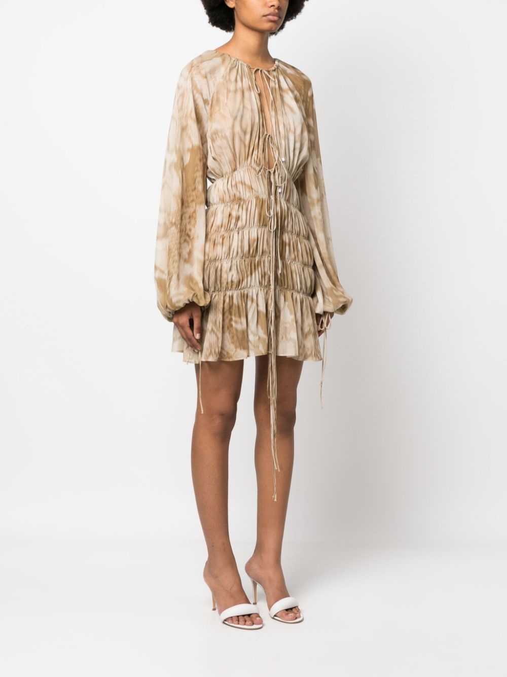 gathered-detailing long-sleeve dress - 3