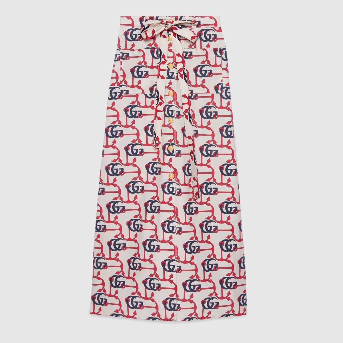 Double G anchor print cotton skirt - 1