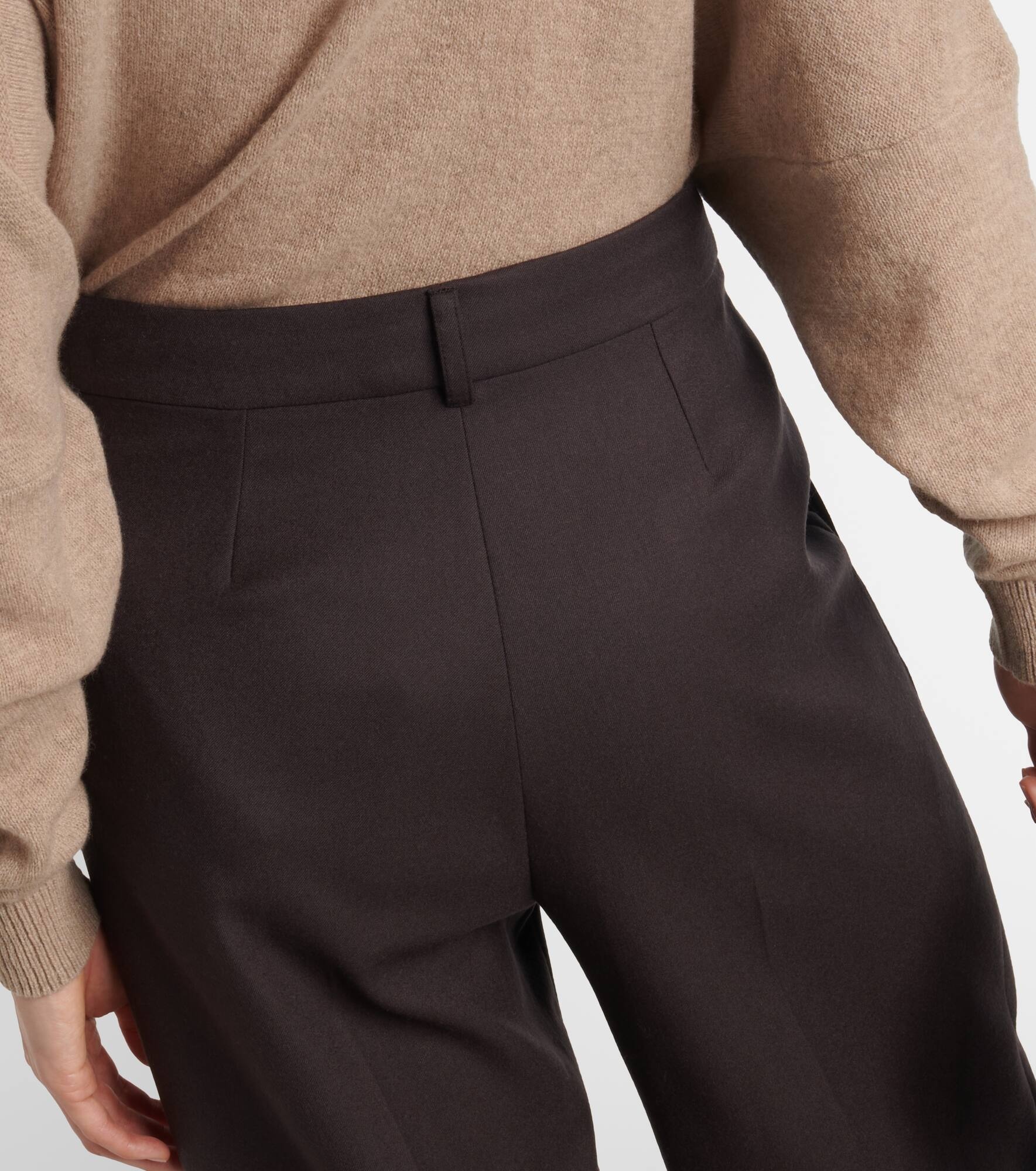 High-rise wool wide-leg pants - 6