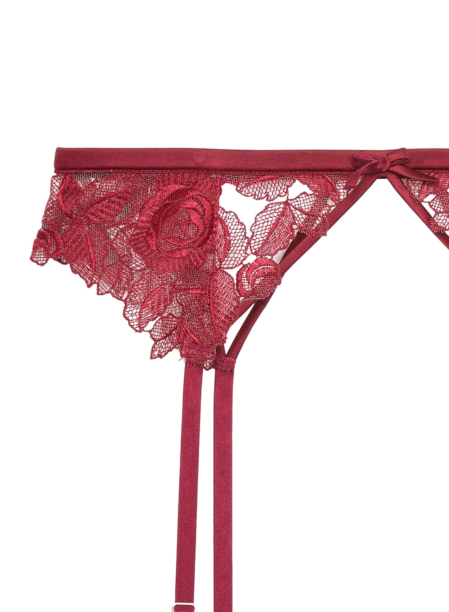 Rose Embroidery Garter Belt - 8
