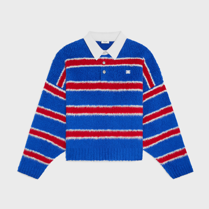 polo sweater IN BRUSHED STRIPED COTTON 1
