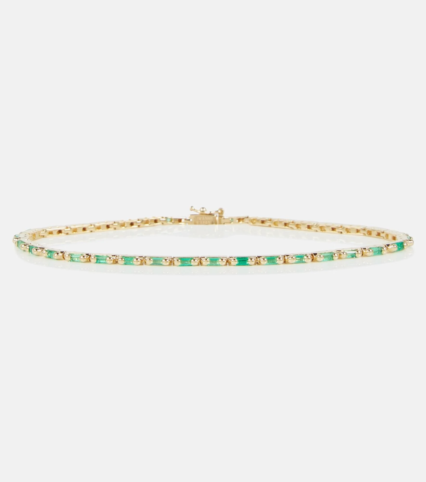 18kt gold tennis bracelet with emeralds - 1