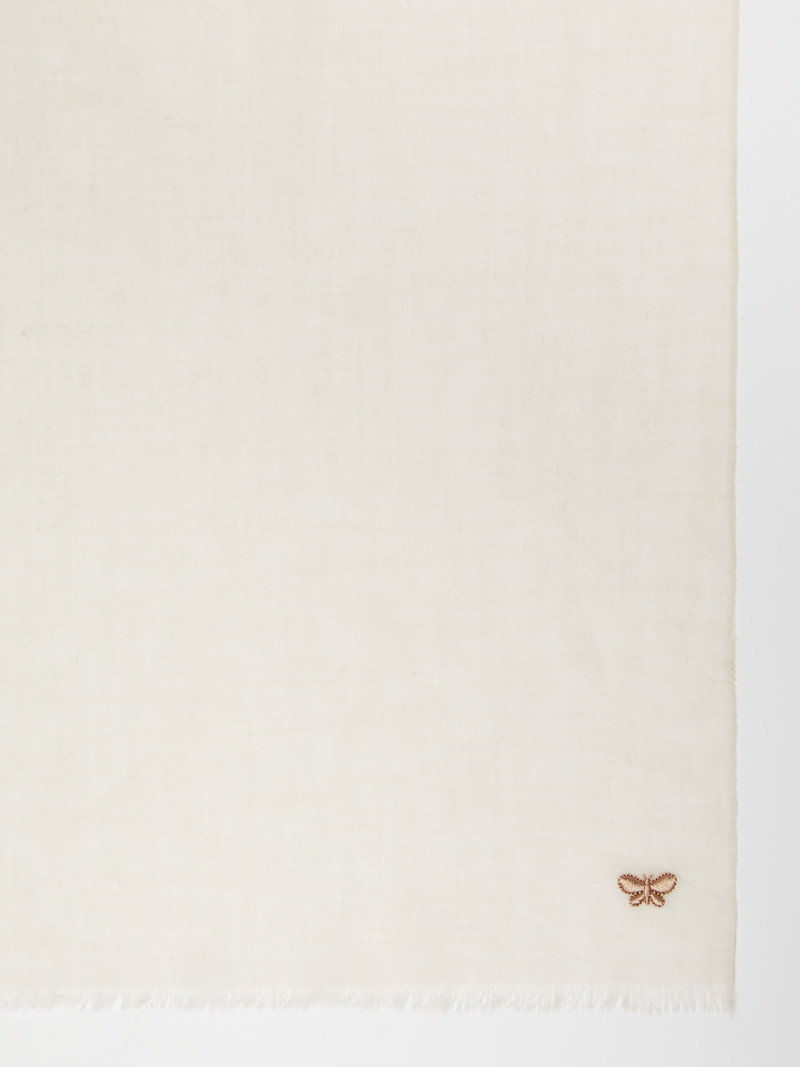 WEEKEND Max Mara EBBRI Embroidered logo-decorated wool stole outlook