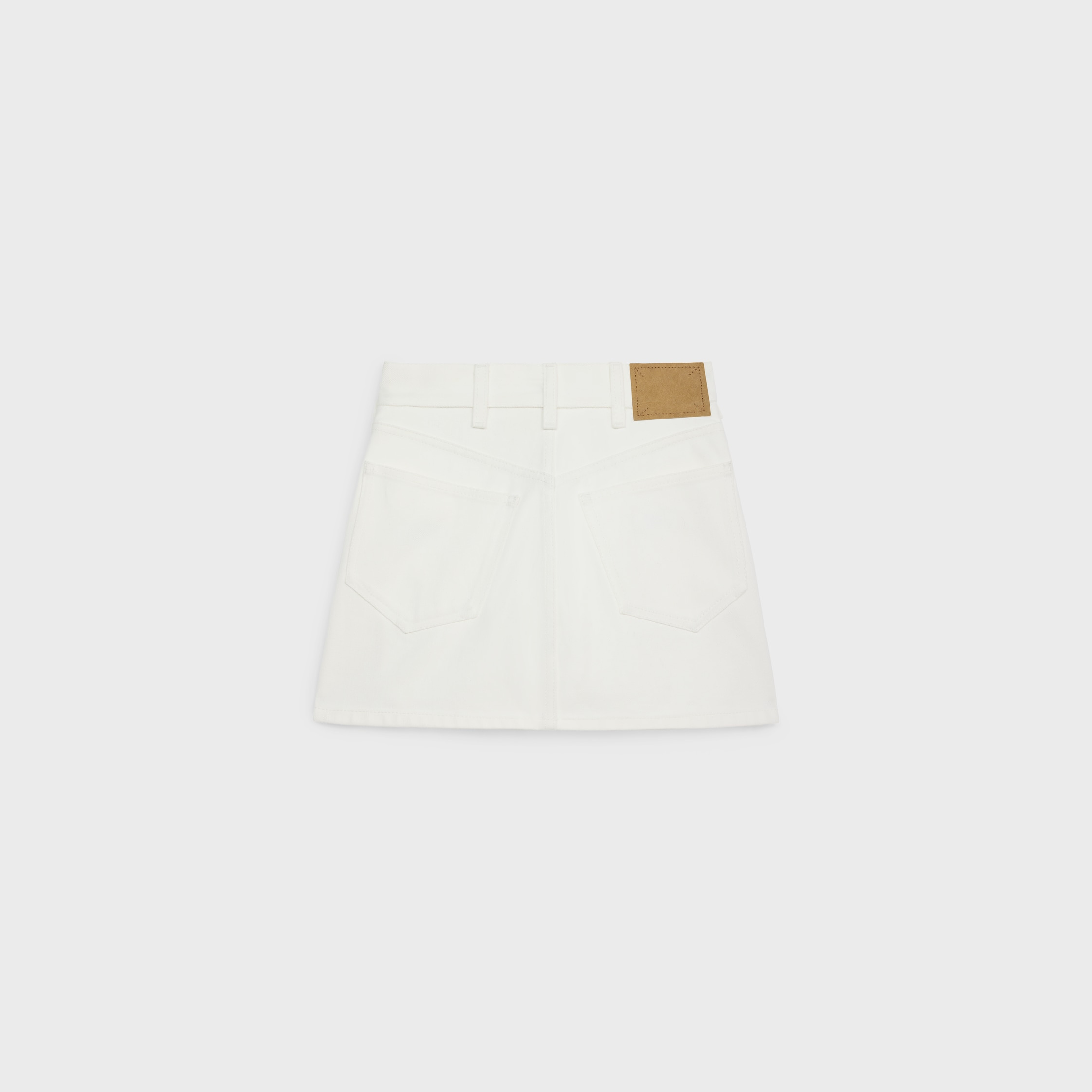 embroidered mini skirt in raw wash white denim - 2
