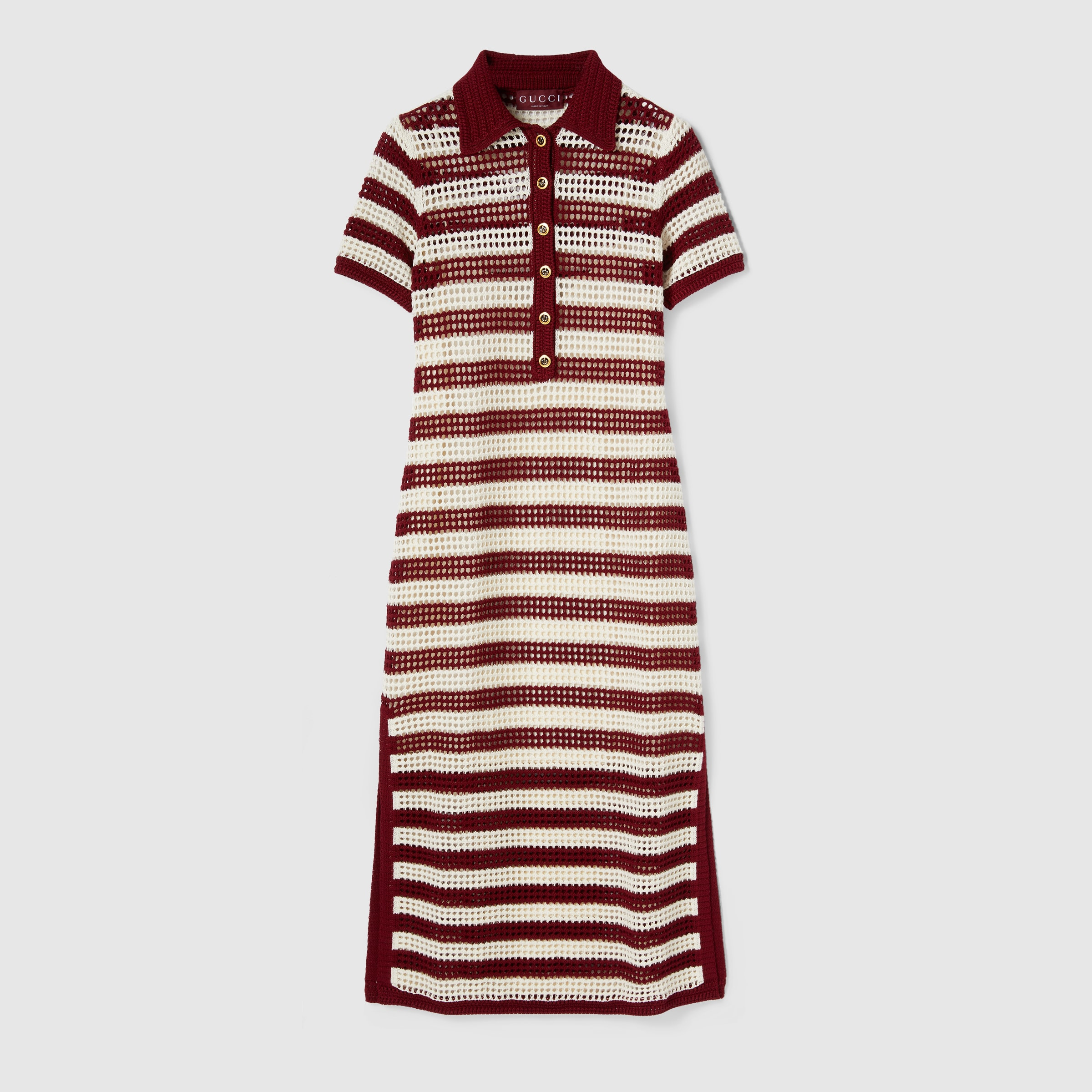 Striped cotton cable knit dress - 1