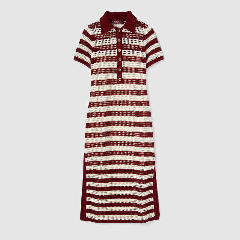Striped cotton cable knit dress 1